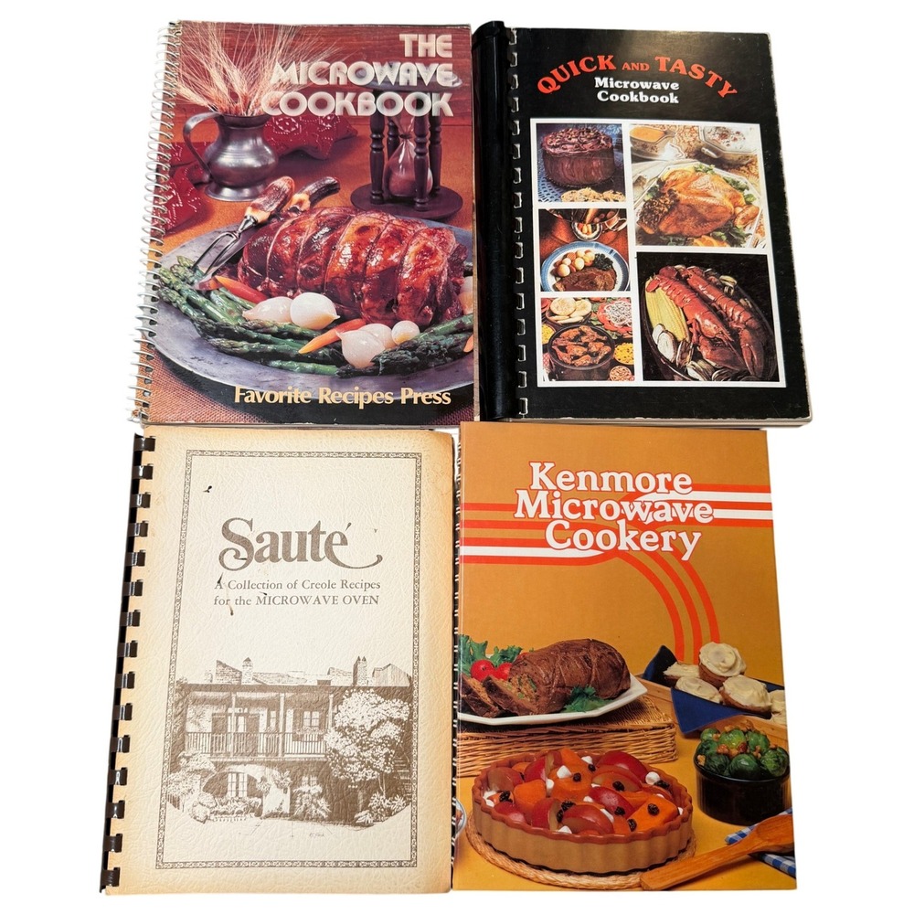 VTG Microwave Cookbook Lot of 4 Kenmore Creole Quick Tasty Retro Recipes